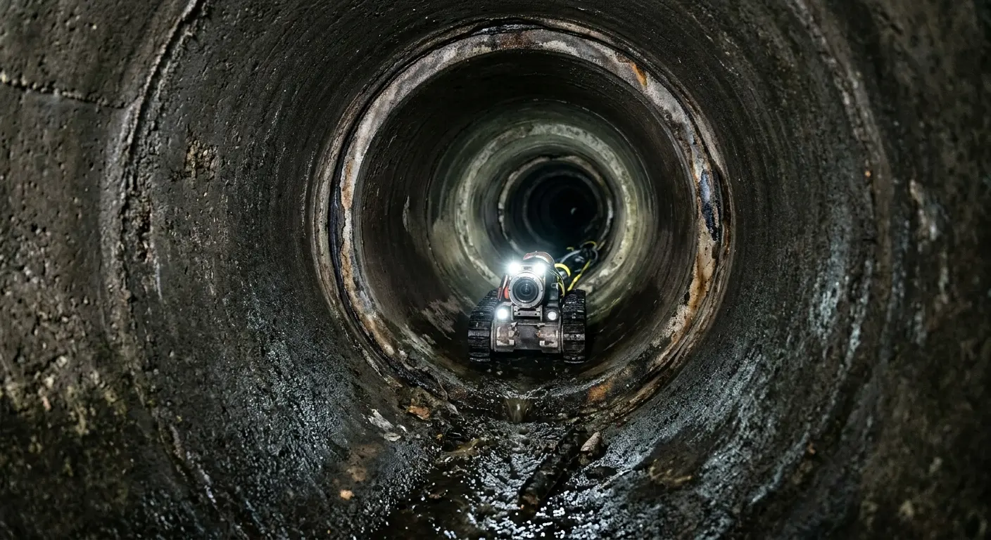 Robotic sewer camera inspecting pipe interior for Drain Snake Service in Corcoran